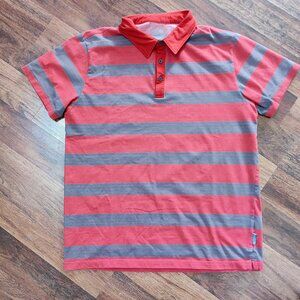 Mountain Hardwear Gray and Red Striped Hiking Polo Shirt Men's Size L Large